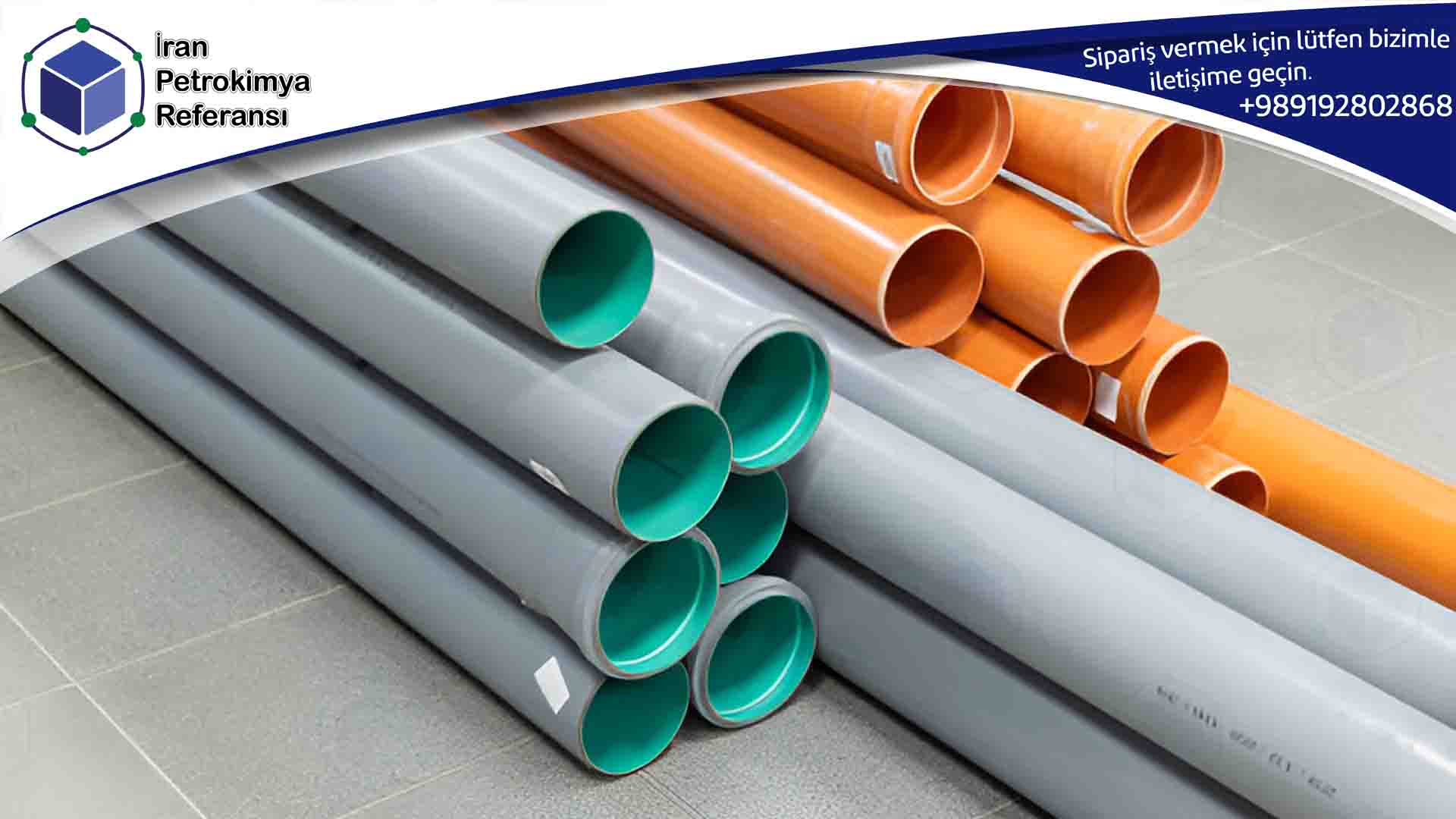 Gri ve turuncu renkli polietilen 0035 su ve kanalizasyon boruları