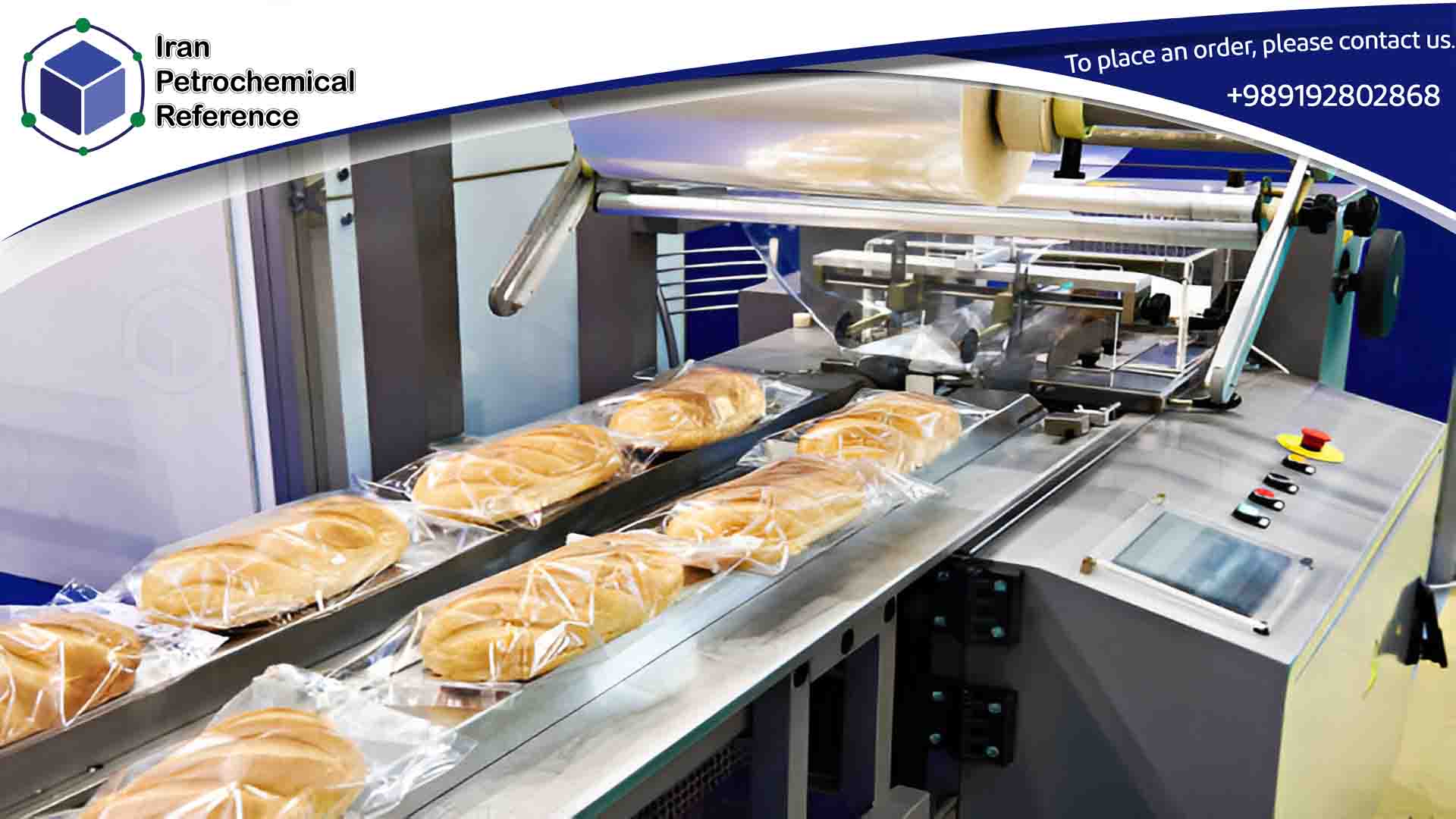 Cake packaging machine with LLDPE 209 plastic.